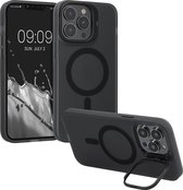 kwmobile Telefoonhoesje geschikt voor Apple iPhone 13 Pro - Met beschermrand en standaard - Smartphone hoesje - zwart / transparant