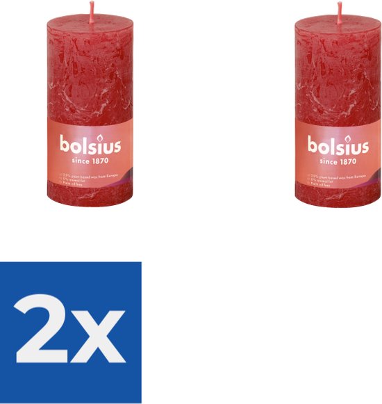 Bolsius Stompkaars Delicate Red Ø50 mm - Hoogte 10 cm - Rood - 30 branduren - Voordeelverpakking 2 stuks