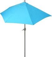 Bol.com Parla halfronde parasol balkonparasol UV 50+ polyester/aluminium 3kg ~ 270cm turquoise zonder voet aanbieding