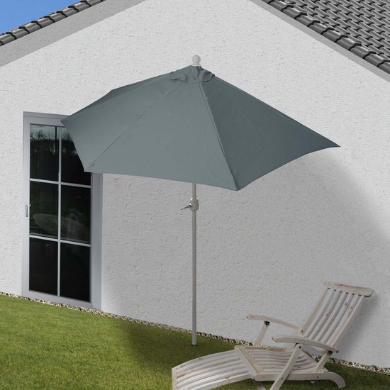 Parla halfronde parasol, balkonparasol, UV 50+ polyester/aluminium 3kg ~ 300cm antraciet zonder voet