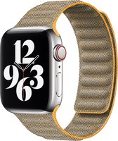 By Qubix Denim nylon bandje - Oker - Geschikt voor Apple Watch 42mm - 44mm - 45mm - Ultra - 49mm - Compatible Apple watch bandje - smartwatch bandje