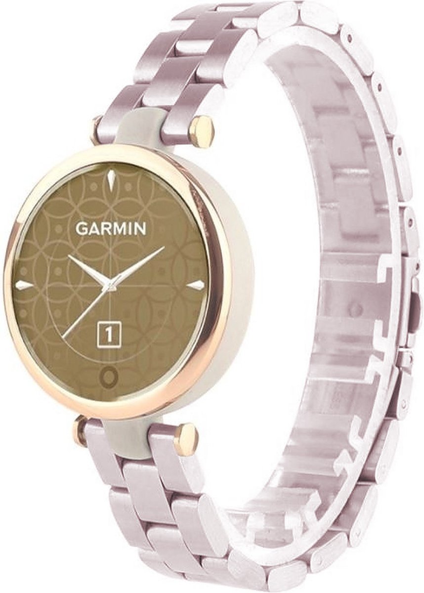 Strap-it Stalen schakel bandje - geschikt voor Garmin Lily (roze)