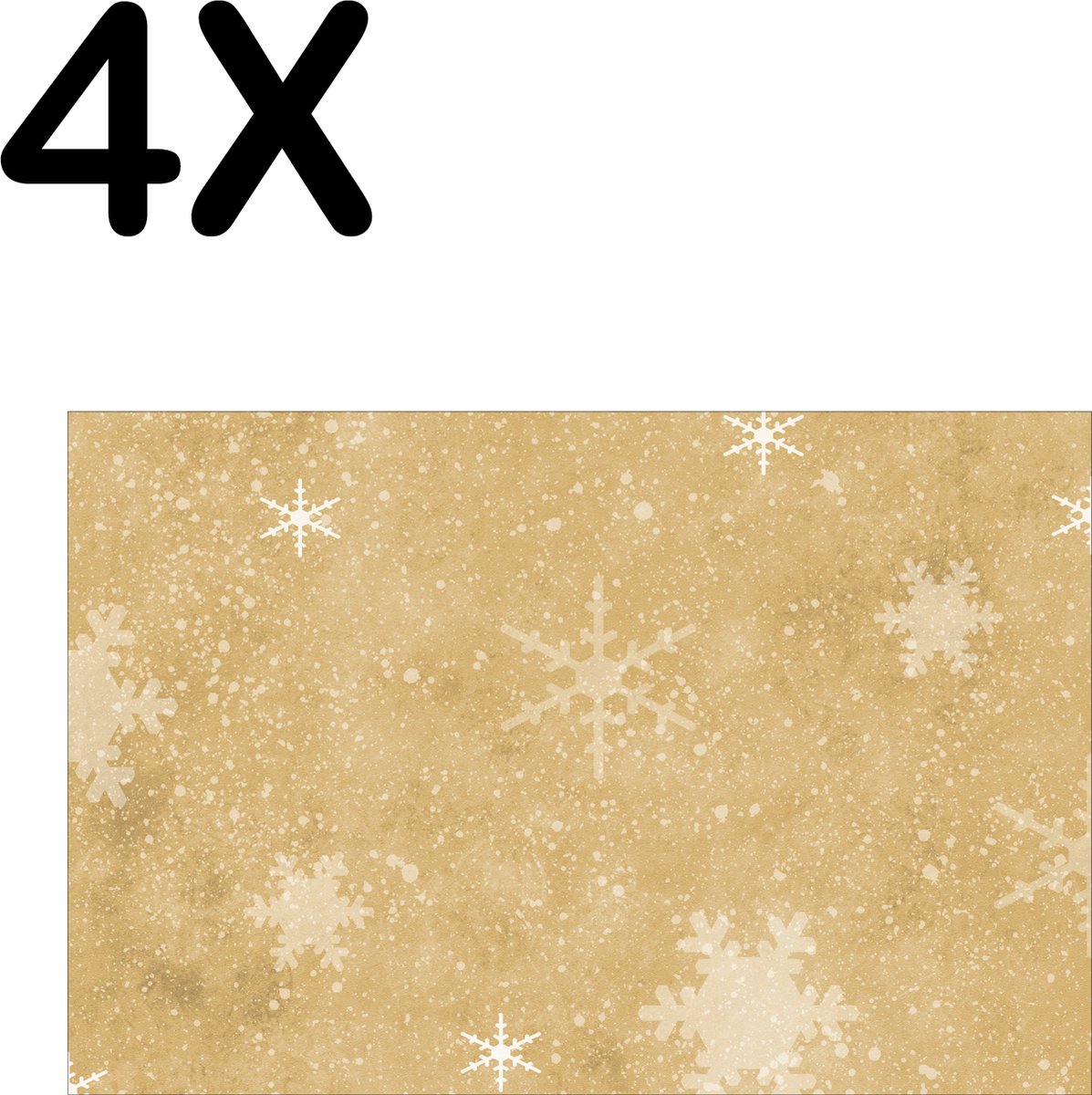 BWK Textiele Placemat - Patroon van IJskristallen en Sneeuwvlokken - Set van 4 Placemats - 45x30 cm - Polyester Stof - Afneembaar