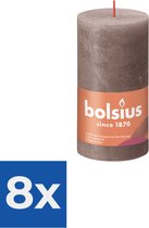 Bolsius Stompkaars Rustic Taupe Ø68 mm - Hoogte 13 cm - Taupe - 60 Branduren - Voordeelverpakking 8 stuks