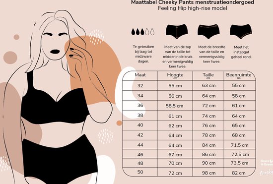 Cheeky Wipes Sous-vêtement menstruel - Feeling Hip - Culotte - Taille 50-52 - Zwart