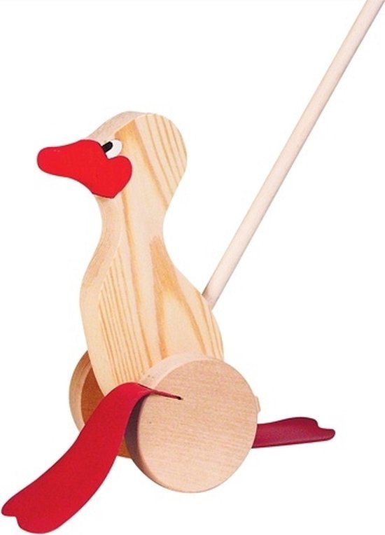 Goki Houten Duwfiguur Eend Naturel van goki — afbeelding 2