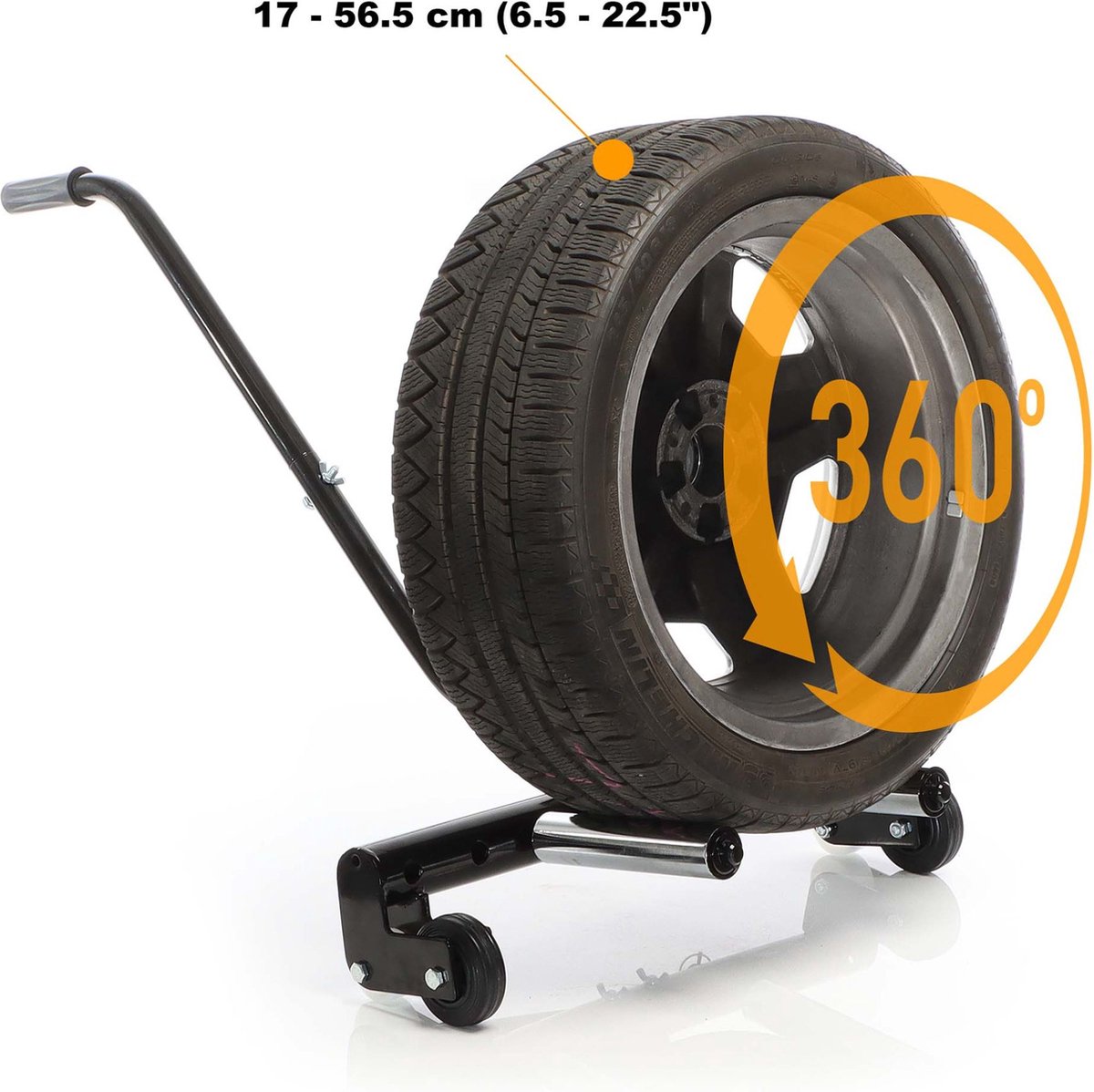 Chariot Démonte-Pneus Acier - Charge 150kg, Pneus 17-62 Cm, Poignée Ergonomique - Garage & Atelier