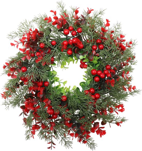 Kerstkrans - 50,8 cm rode bessen krans - grote kerstkrans, kerstkrans deur, rode bessen slinger kerstdecoratie woondecoratie voor feest Kerstkrans - 50,8 cm rode bessen krans - grote kerstkrans, kerstkrans deur, rode bessen slinger kerstdecoratie woondecoratie voor feest
