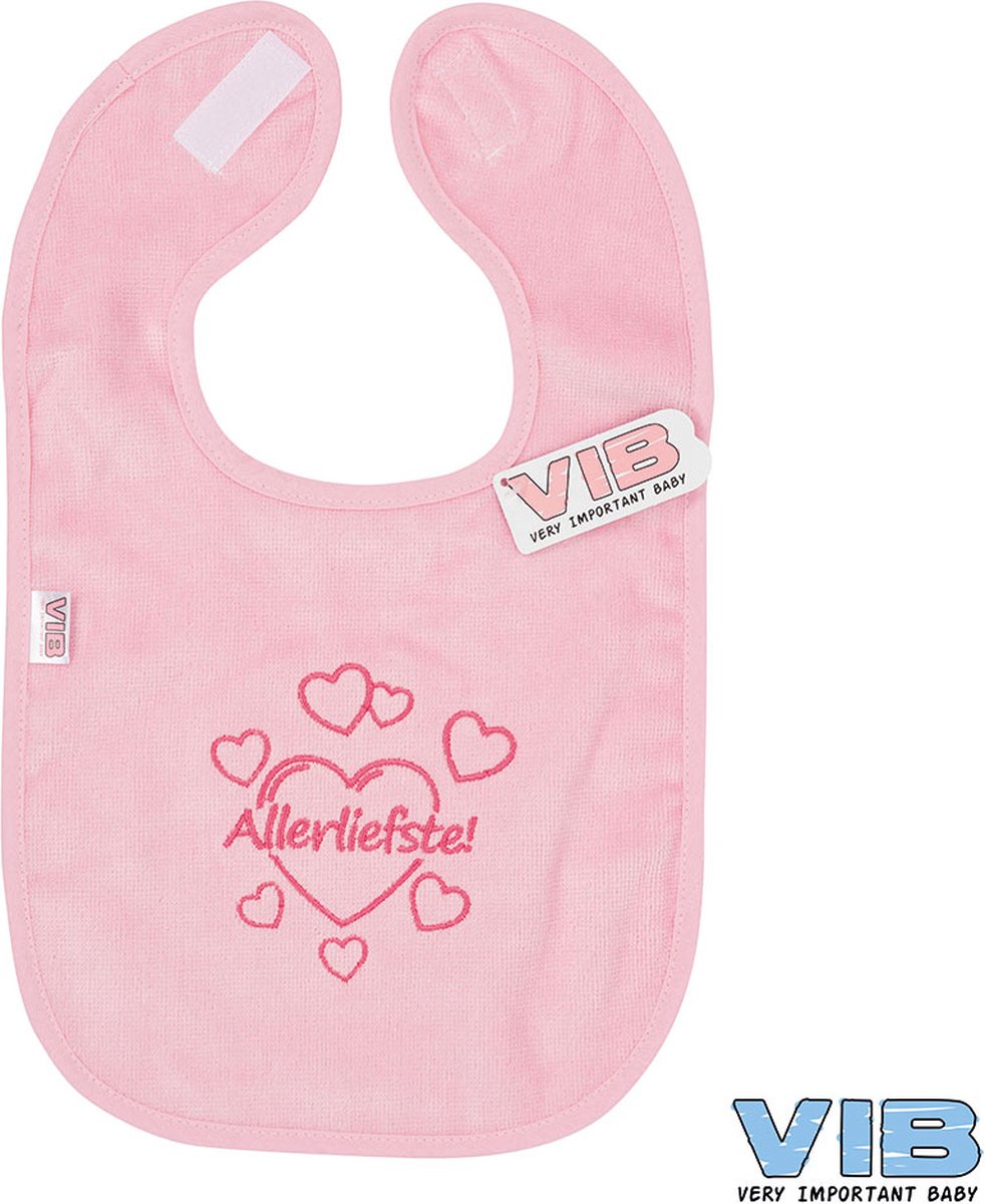 Goedkoopste VIB® - Slabbetje Luxe velours - Allerliefste met hartjes (Roze) - Babykleertjes - Slabbetjes - zwangerschap aankondiging - baby aankondiging