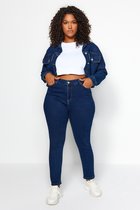 Trendyol Hoge taille Mager Donkerblauwe flexibele skinny jeans met hoge taille TBBSS22JE0075
