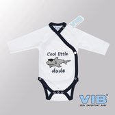 VIB® - Rompertje Luxe Katoen - Cool Little Dude (Wit - Navy) - Babykleertjes - Baby cadeau