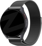 Bandz universeel 22mm Milanese loop band geschikt voor Samsung Galaxy Watch 3 45mm / Watch 1 46mm / Gear S3 Classic & Frontier - Polar Vantage M / M2 / Grit X - Huawei Watch GT 1/2/3/4 46mm / GT 2 Pro - Milanees bandje met magneetsluiting - zwart