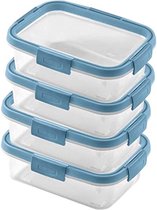 Fresh Eco Set de 4 boîtes de conservation pour aliments, 1 L, fabriquées à partir de PP 100 % recyclé, bleu pastel, 4X
