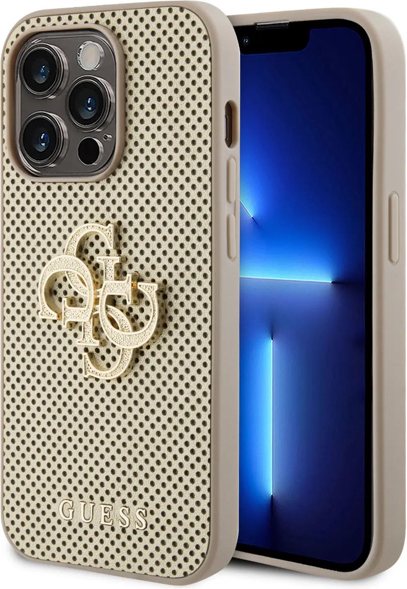 Guess Perforated 4G Back Case - Geschikt voor Apple iPhone 15 Pro (6.1") - Goud