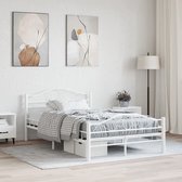 The Living Store Metalen Bedframe - Wit - 210 x 127 x 85 cm - Stevige lattenbodem - Elegante en klassieke sfeer - Vereist montage
