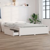 The Living Store Houten Bed - Bedframe met Opbergfunctie - 205.5 x 125.5 cm - Massief grenenhout