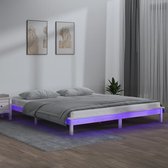 The Living Store Bedframe Grenenhout - LED-verlichting - 160 x 200 cm - Wit