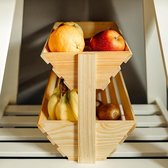 Creative Home Tweelaagse Fruitmand Dienblad | Geolied Hout 36 x 28 x 30 cm | Fruit Groenten Snacks | Keuken Eetkamer