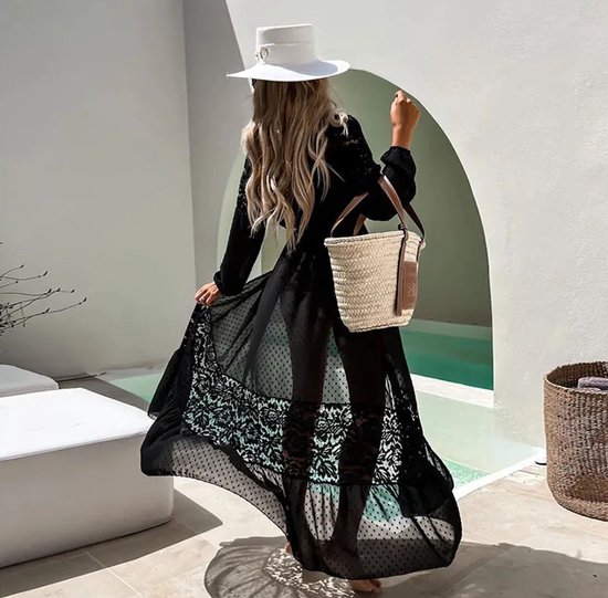 Robe de plage Dark Saint Tropez - Taille unique - Bikini - Eté - Vacances - Plage - Lingerie - Femme - Zwart