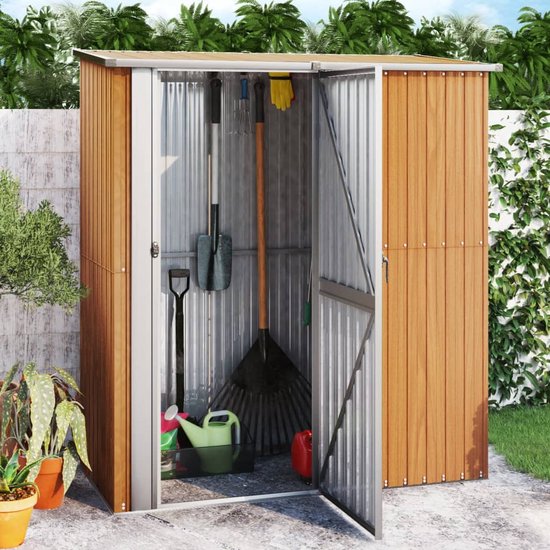 UDPATIO Waterdicht metalen schuur 246 x 121 x 181 cm, voor gereedschap en grasmaaier, verzinkt staal, afsluitbare deur, voor binnenplaats en terras, donkergrijs