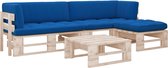 The Living Store Houten Pallet Loungeset - Grenenhout - Koningsblauw - 110x65x55 cm