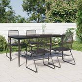 The Living Store Tuinset - PVC-rattan - Tafel 160x80x74 cm - Tuinstoel 58x59x85.5 cm