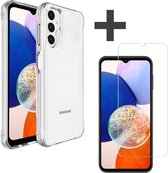 iMoshion Hoesje Shockproof Premium & Screenprotector Gehard Glas Geschikt voor Samsung Galaxy A14 (4G/5G) - Transparant