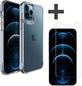 iMoshion Hoesje Shockproof Premium & Screenprotector Gehard Glas Geschikt voor iPhone 12 / 12 Pro - Transparant