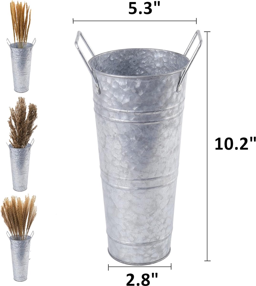 DAKFOOK Set van 4 gegalvaniseerde metalen bloemenvazen, 23