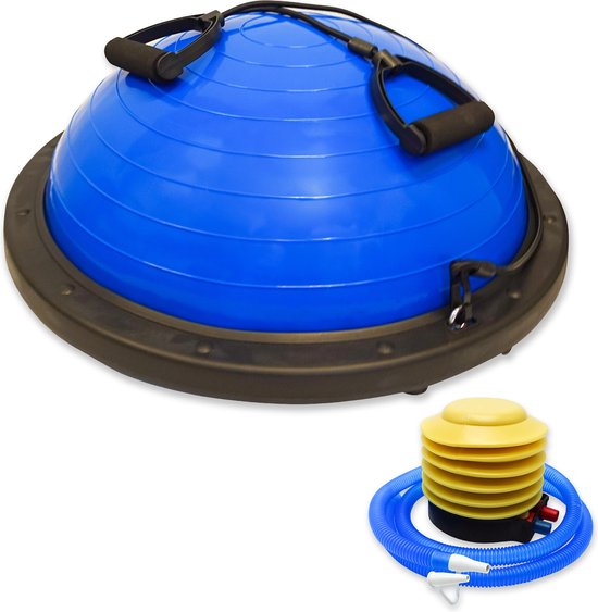 Foto: Muntel balansbal balance board evenwichtstrainer voor beginners en professionals inclusief pomp blauw 59 cm