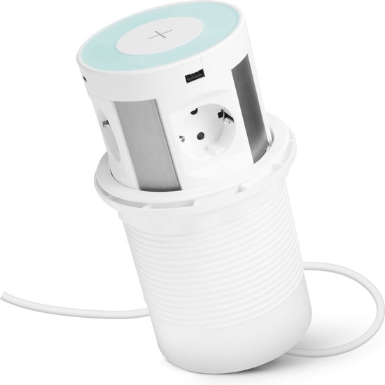 Stekkerdoos Met 4 Stopcontacten En 4 USB-poorten (incl. USB-C) – Onafhankelijke Schakelaars, Compact En Veilig – Wit