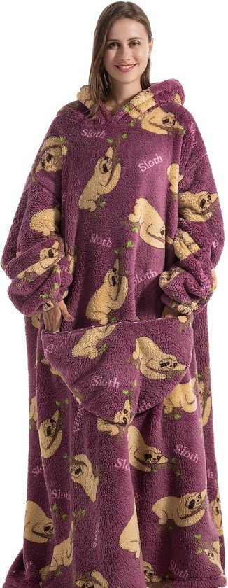 Xerolax Couverture à capuche avec manches - Onesie - Blanket polaire -  Femmes - Hommes