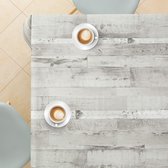 Grijs houten blad, rustiek plank afveegbaar tafelkleed rechthoek 250x140cm waterdicht vinyl PVC afveegbaar plastic tafelkleed - tuinkeuken tafelkleden met grijs houtpatroon