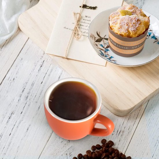 Lot De 4 Tasses à Expresso (demitasse) En Porcelaine 3.5 Oz - Rouge - Neuf - Pour Café, Cadeau