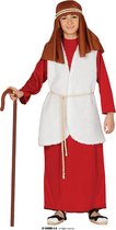 Guirma - Middeleeuwen & Renaissance Kostuum - Rode Kerststal Schapenhoeder - Jongen - Rood, Wit / Beige - 5 - 6 jaar - Kerst - Verkleedkleding