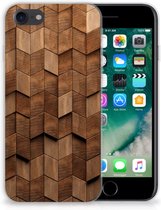 Bumper Hoesje geschikt voor iPhone SE 2022 | SE 2020 | 8 | 7 Wooden Cubes