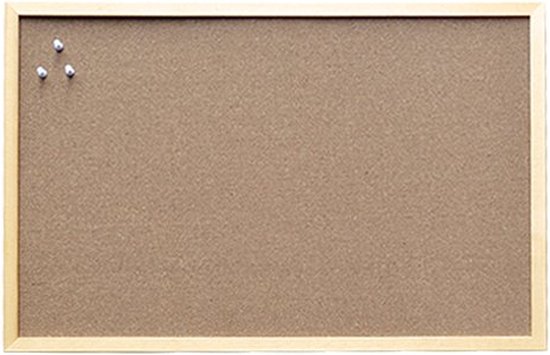 Prikbord kurk houten lijst 60 x 80 cm met setje punaises 5 stuks - Merkloos