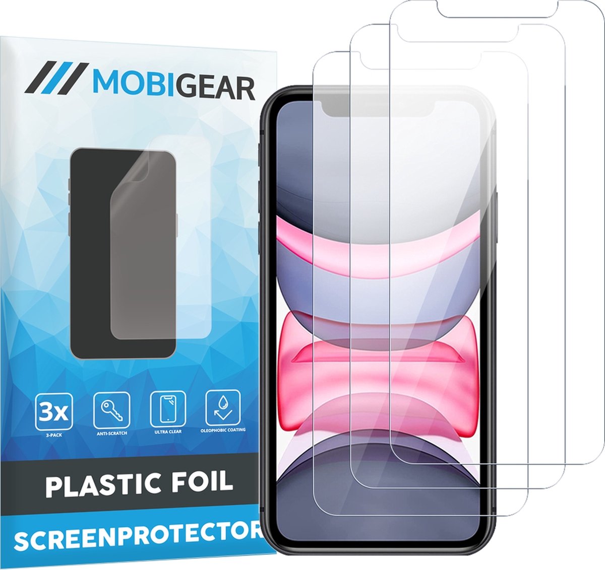 Mobigear Screenprotector geschikt voor Apple iPhone 11 | Mobigear Screenprotector Folie - Case Friendly (3-Pack)