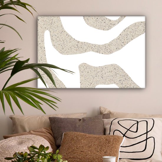 Tableau sur toile Abstrait - Terrazzo - Design - Beige - 90x60 cm - Décoration murale