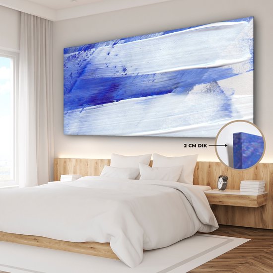 Peinture sur toile - Design - Blauw - 160x80 cm - Décoration murale