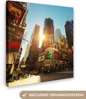 Canvas Schilderij New York - Amerika - Reclamebord - 20x20 cm - Wanddecoratie