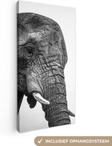 Canvas Schilderij Nieuwsgierige olifanten in zwart-wit - 40x80 cm - Wanddecoratie