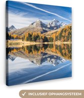 Canvas Schilderij Alpen - Bergen - Bos - 20x20 cm - Wanddecoratie