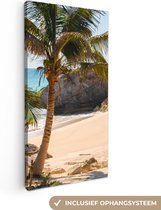 Canvas Schilderij Tropisch strand bij Riviera Maya bij Tulum in Mexico - 40x80 cm - Wanddecoratie