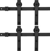 vidaXL - Hardwaresets - voor - schuifdeuren - 2 - st - 183 - cm - staal - zwart