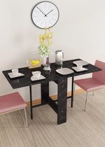 Praktische Tafel – Eettafel – Eettafel uitschuifbaar – Opvouwbaar – Flamingo – 134 x 60 x 72 cm – Zwart en Marmer