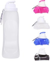 Sportwaterfles, BPA-vrij, ultralichte waterfles, 500 ml, opvouwbare waterfles, lekvrije sportfles, waterfles voor fitness, sportschool, yoga, wandelen, buiten (wit)