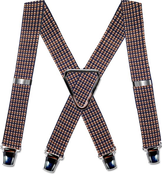 4-point suspenders 'Striped' with wide extra strong sturdy clips Mix Colour