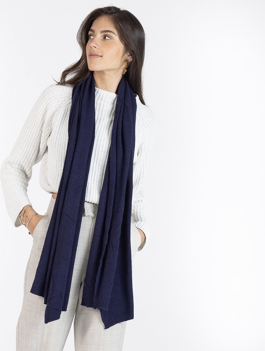 Cashmere & Merino Wol Blend Luxe Sjaal – Effen Midnight Blue – Superzacht, Warm & Ademend – Premium Dames/Heren Sjaal