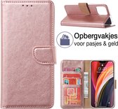 iPhone 15 Book Case - Portemonnee hoesje - PU Lederen bookstyle hoes - iPhone 15 wallet case - Rosé goud - EPICMOBILE